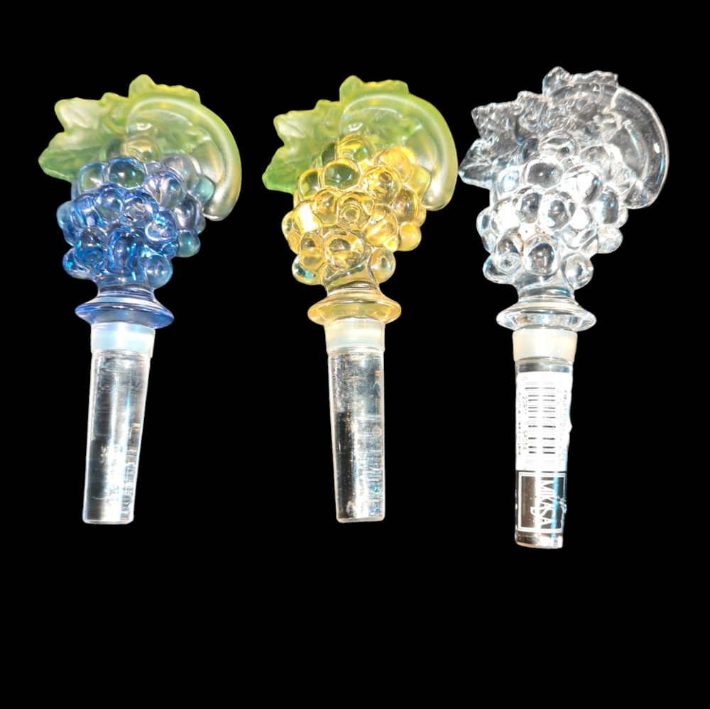 Set of 3 Mikasa crystal wine bottle stoppers-1a